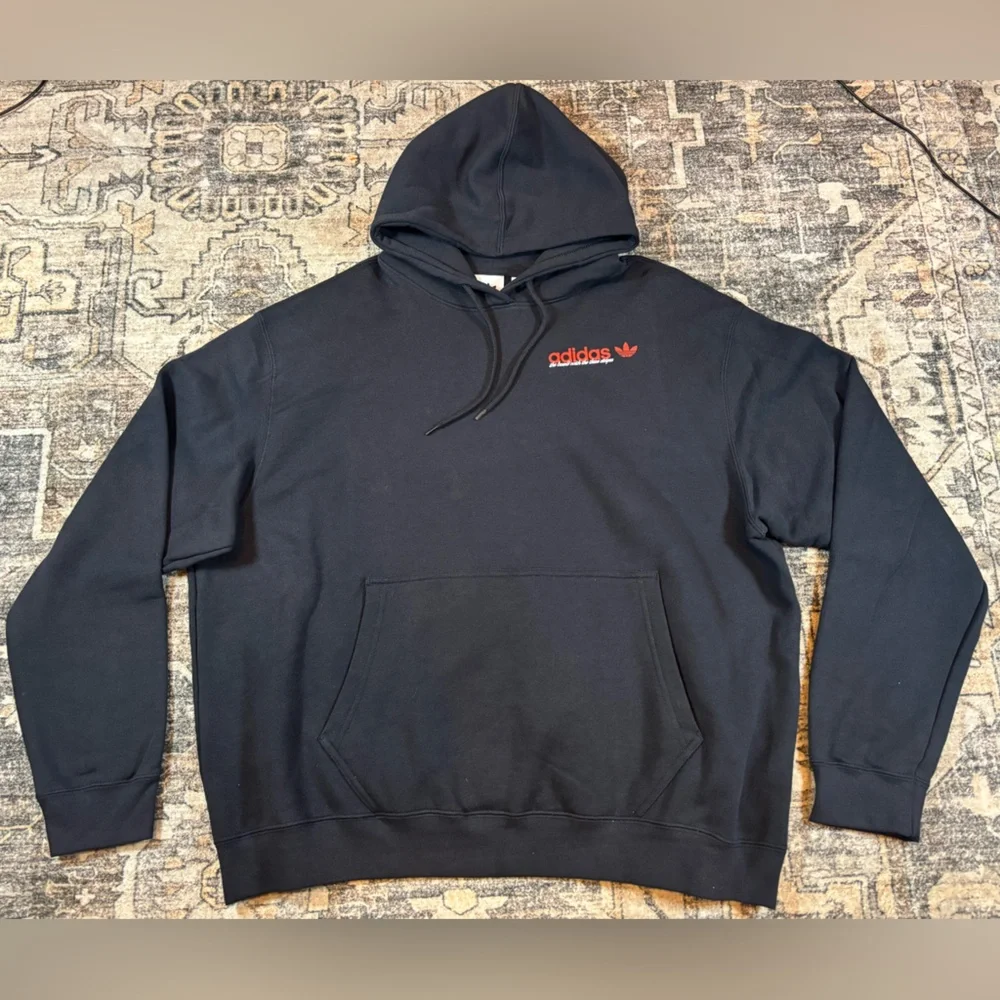 NWT Adidas Black Hoodie with Red Logo Men’s Size‎ 2XL